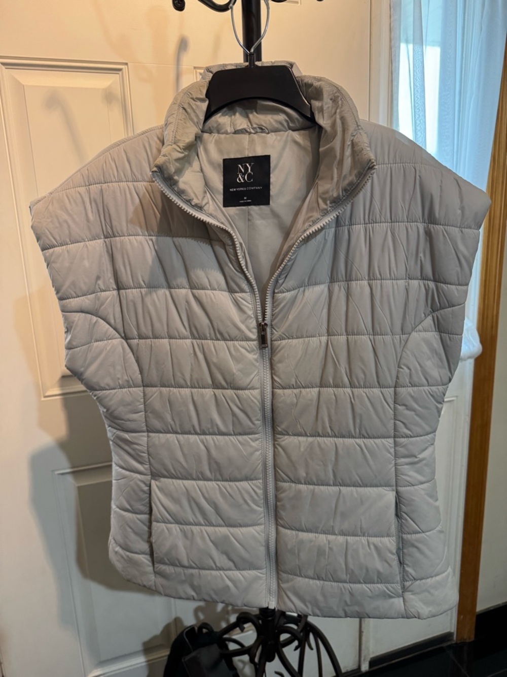 New York & Company Black Logo Patch on Light Gray Lining